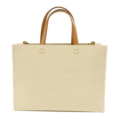 GIVENCHY GHW Small G-Tote 2 Way Shoulder Bag Handbag Canvas Brown/Beige