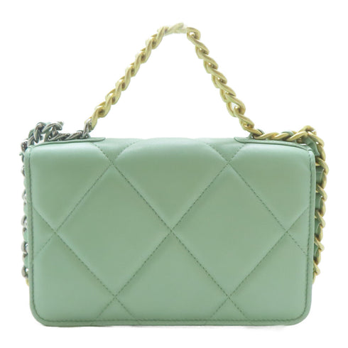 CHANEL Quilted CC Chanel 19 Wallet On Chain Shoulder Bag Handbag Lambskin Green