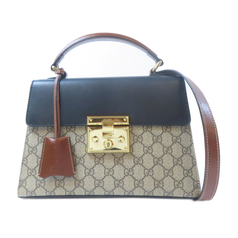 GUCCI GG GHW Crossbody Bag 2 Way Bag 453188 Coated Canvas/Leather Brown/Black