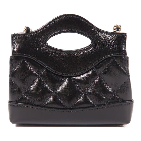 CHANEL CC GHW Chanel 31 Nano Chain Shoulder Bag Calfskin Leather Black