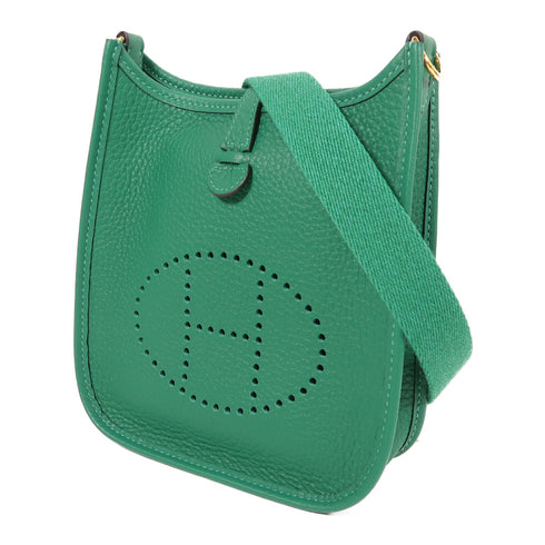 HERMES GHW Evelyne TPM Shoulder Bag Clemence Leather Vert Vertigo
