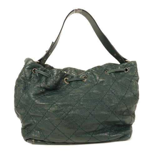 CHANEL CC SHW Shoulder Bag Calfskin Leather Green