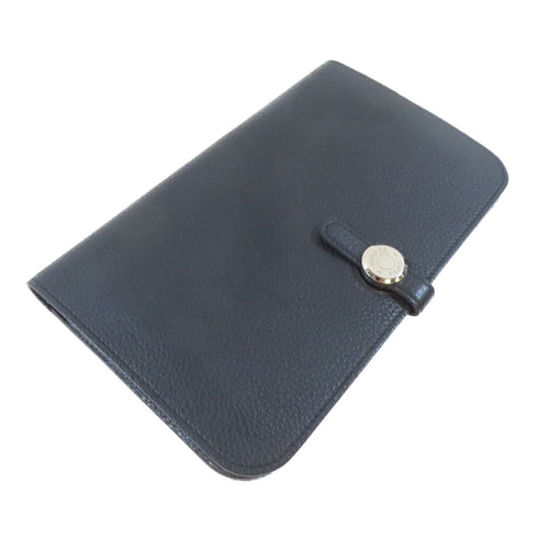 HERMES PHW Dogon GM Long Bifold Wallet Clemence Leather Noir Black