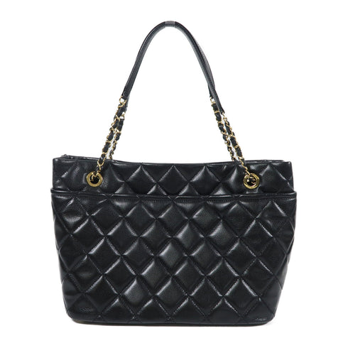 CHANEL CC GHW Chain Shoulder Bag Calfskin Leather Black v8