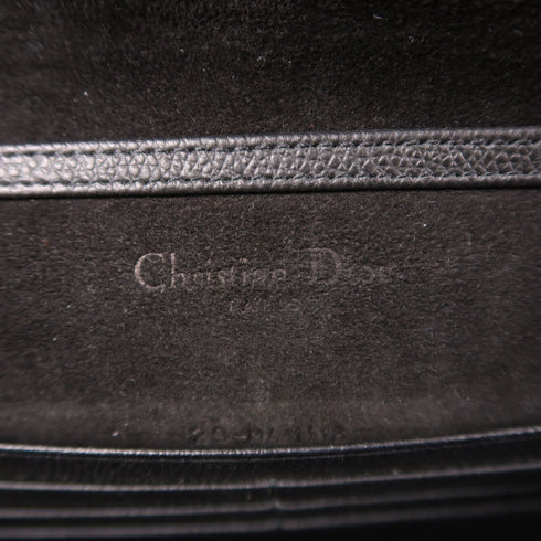 Christian Dior CD Chain Shoulder Bag Calfskin Leather Black