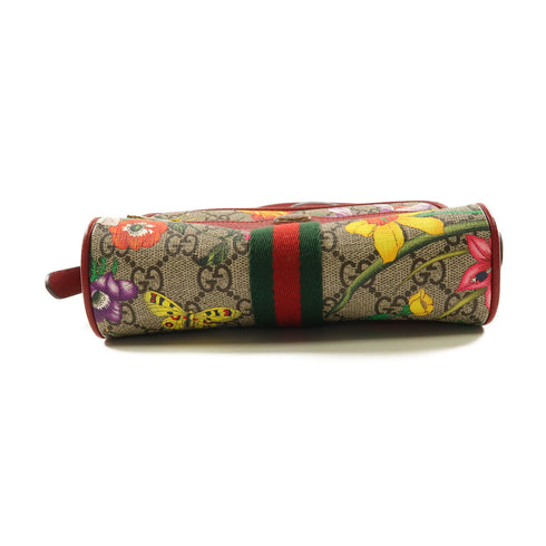 GUCCI GHW GG Superme Mini Shoulder Bag PVC Coated Canvas 517350 Red/Multicolor