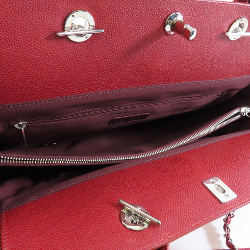 CHANEL Quilted CC SHW 2way Chain Shoulder Bag Calfskin Leather Red