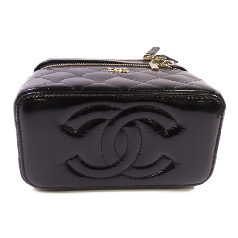 CHANEL CC GHW Vanity Case Hand Shoulder Bag Patent Leather