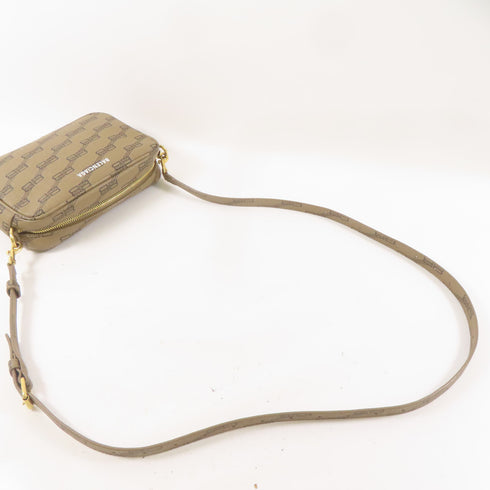 BALENCIAGA GHW Signature Camera Shoulder Bag 702701 Coated Canvas Brown