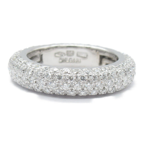 BVLGARI Full Eternity Pave Diamond Ring 18K White Gold US#5