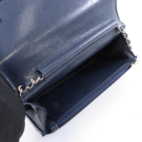 CHANEL Quilted CC SHW WOC Wallet On Chain Shoulder Bag Calfskin Leather Navy