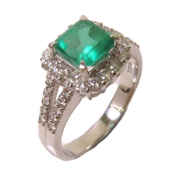 Fine Jewelry 1.363ct Emerald 0.60ct Diamond Ring US#6.5 PT900 Platinum