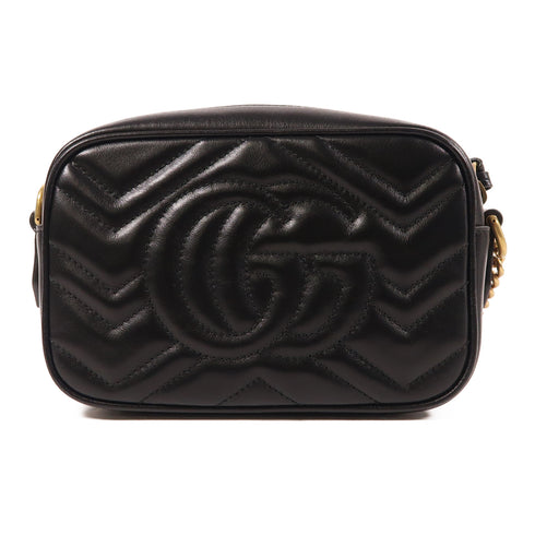 GUCCI GG GHW GG Marmont Chain Shoulder Bag 448065 Calfskin Leather Black