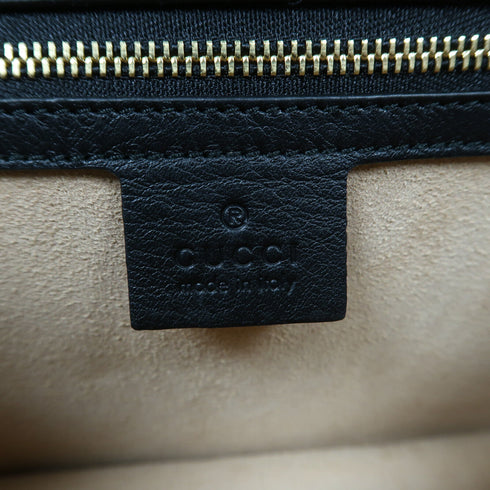 GUCCI GG GHW Sylvie Sherry Line Shoulder Bag 524405 Patent Leather/Suede Black