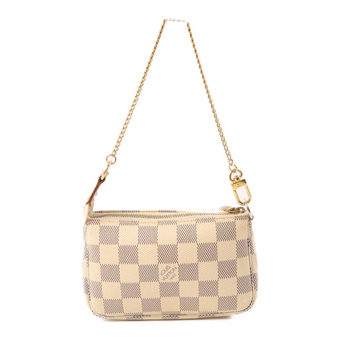LOUIS VUITTON LV GHW Mini Pochette Accessoires Handbag N58010 Damier Azur White