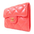 CHANEL Quilted CC GHW Card Case Lambskin Leather Red