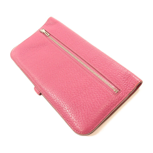 HERMES PHW Dogon Long Wallet Togo Leather L3 Rose Pourpre