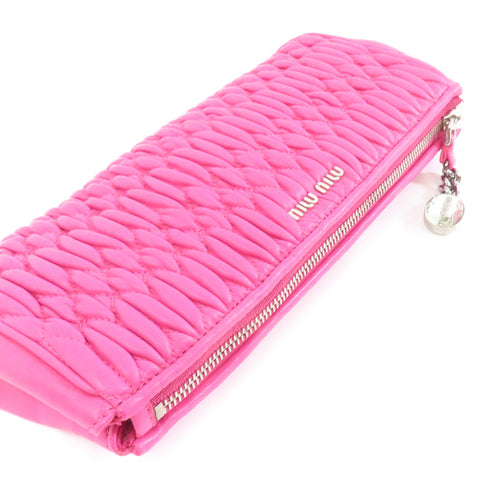 Miu Miu GHW Clutch Second Bag 5N1455 Lambskin Leather Pink