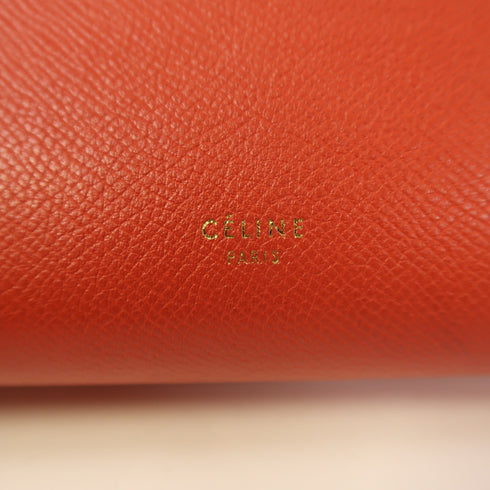 CELINE GHW Belt Bag 2 Way Shoulder Bag Handbag Calfskin Leather Red