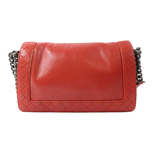 CHANEL CC Chain Shoulder Bag Calfskin Leather Red