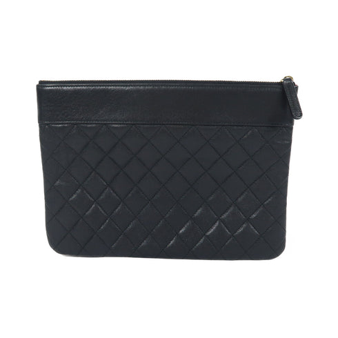 CHANEL CC GHW Pouch Calfskin Leather Black