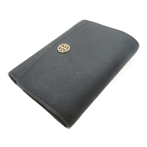 Tory Burch GHW Burch Wallet Calfskin Leather Black