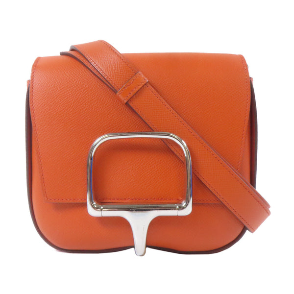 HERMES PHW Della Cavalleria Mini Shoulder Bag Veau Epsom Leather Capucine Orange