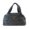 CHANEL Quilted CC SHW Shoulder Bag Calfskin Leather Black