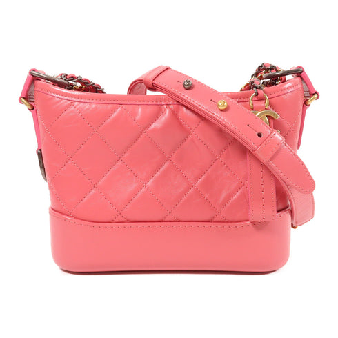 CHANEL CC Gabrielle Chain Shoulder Bag Calfskin Leather Pink
