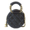 CHANEL Quilted CC GHW Round Chain Bag 2 Way Bag AP1176 Caviar Leather Black