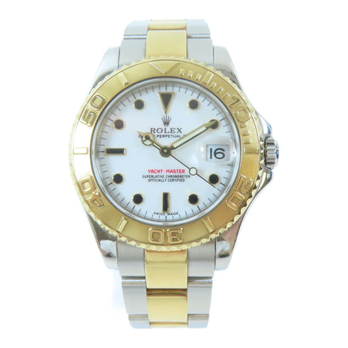 ROLEX Yacht Master Automatic Watch 168623 18K Yellow Gold Stainless Steel White