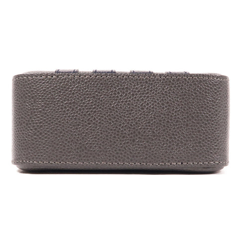 THOM BROWNE GHW Shoulder Bag MAG432A Calfskin Leather Dark Grey