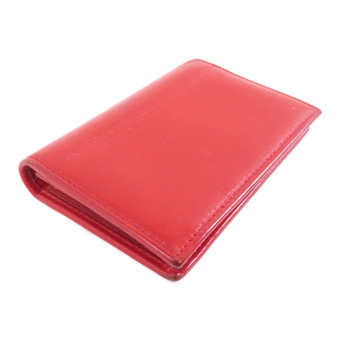 BVLGARI Card Case Calfskin Leather Red