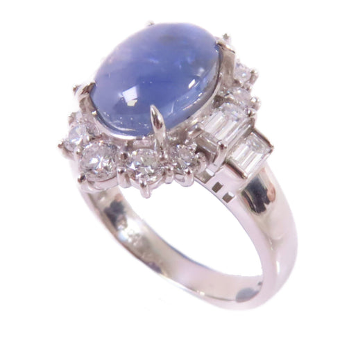 FINE JEWELRY 4.35ct Star Sapphire 0.90ct Diamond Ring US#6.5 PT900 Platinum