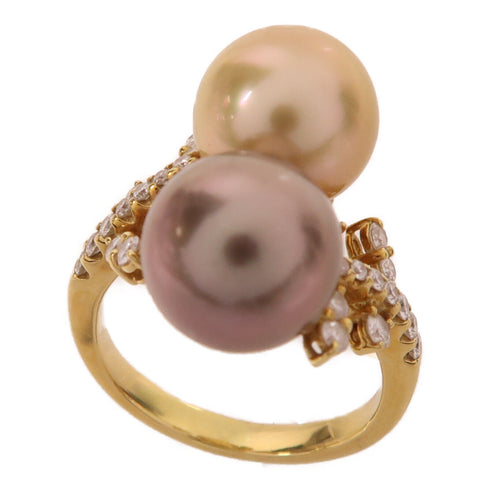 Jewelry 0.59ct Diamond Pearl Ring 18K White Gold US#8.25