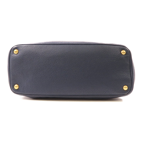 PRADA GHW Handbag Calfskin Leather Navy BN2420