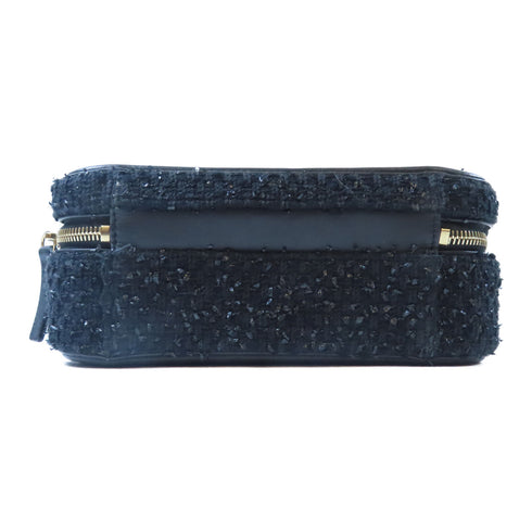 CHANEL Quilted CC GHW Vanity Case 2 Way Chain Shoulder Bag Tweed Black