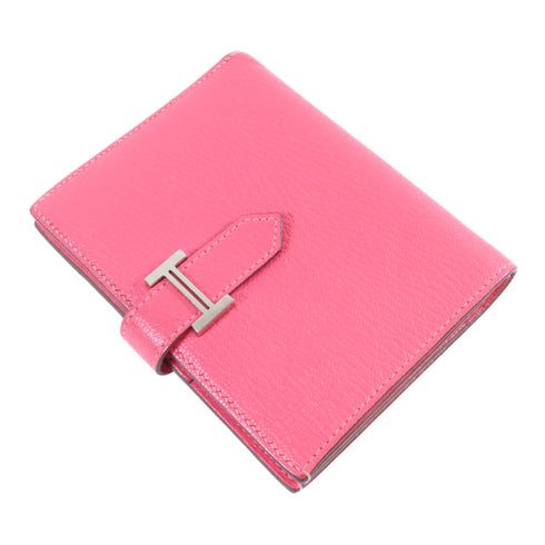 HERMES PHW Bearn Wallet Chevre Leather Rose Azalee Pink