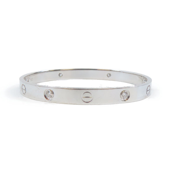 CARTIER 4 Diamonds Love Bangle 18K White Gold Cartier #17 #16.25cm