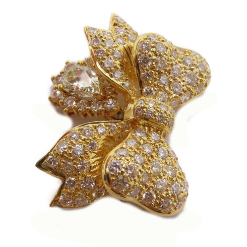 FINE JEWELRY 1.01ct 3.35ct Diamond Brooch 18K Yellow Gold 9.7g
