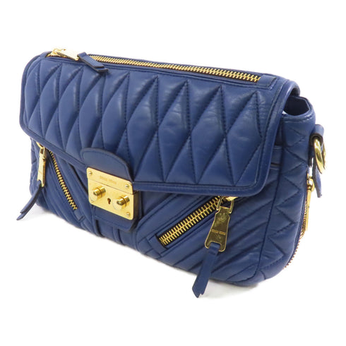 Miu Miu GHW Shoulder Bag Lambskin Leather Blue