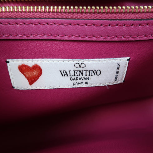 Valentino GHW Chain Shoulder Bag Calfskin Leather Pink