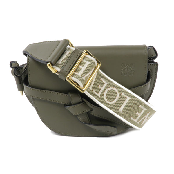 LOEWE GHW Gate Mini Shoulder Bag A650N46X13 Calfskin Leather Khaki