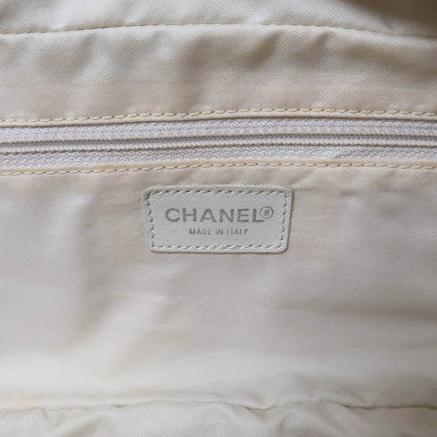 CHANEL CC SHW Shoulder Bag Canvas Begie