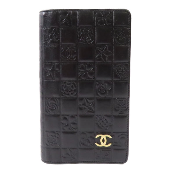 CHANEL CC Long Wallet Calfskin Leather Black v1
