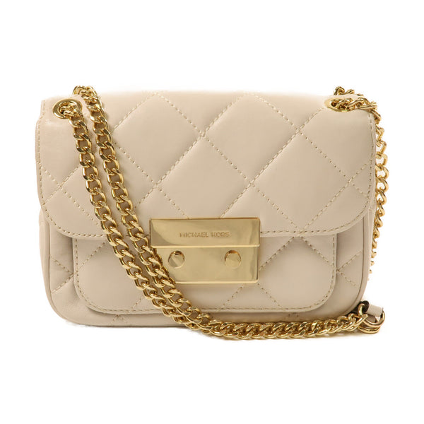 Michael Kors GHW Chain Shoulder Bag Calfskin Leather White