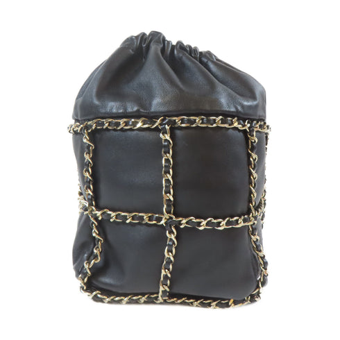 CHANEL CC GHW Bucket Bag Shoulder Bag Calfskin Leather Black