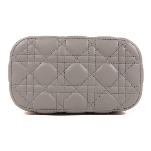 Christian Dior CD GHW Travel Vanity Case 2 Way Bag Lambskin Leather Grey