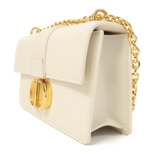 Christian Dior CD GHW 30 Montaigne Chain Shoulder Bag Leather White