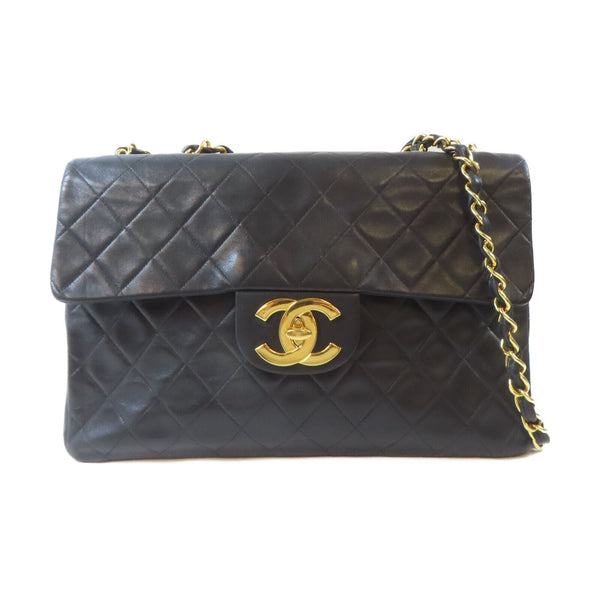 CHANEL Quilted CC GHW Vintage Classic Flap Bag Chain Shoulder Bag Calfskin Black